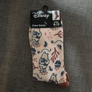 Disney Winnie the Pooh  Cream and Brown Crew Socks
